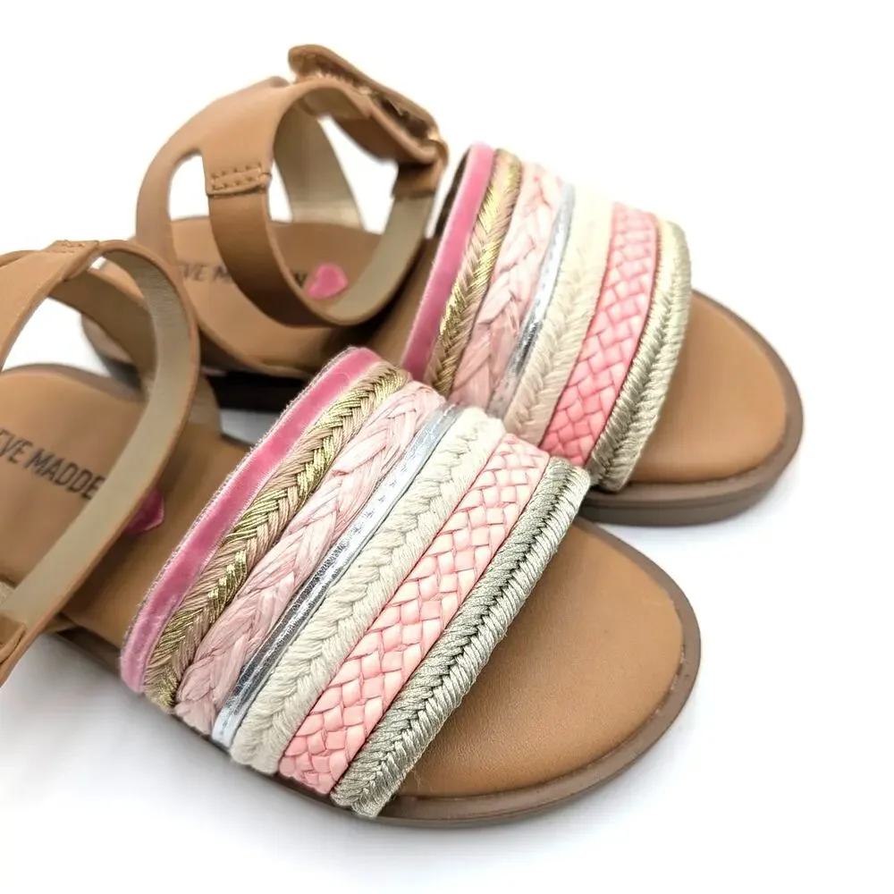 Steve Madden Kassi Flat Sandal Open Round Toe Girl's Pink Size US10